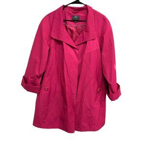 Gallery New York Fuchsia Short Trench Coat Nylon Blend Size 1X